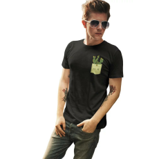  D&B Férfi/Unisex Póló PO00005 Cactus Pocket Fekete-Méret 2XL