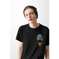  D&B Férfi/Unisex Póló PO00011 Falling Cat Pocket Fekete-Méret 2XL