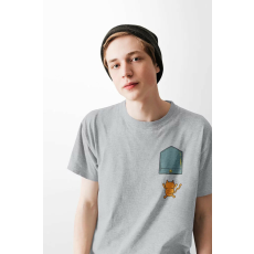  D&B Férfi/Unisex Póló PO00011 Falling Cat Pocket Szürke-Méret S