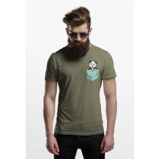  D&B Férfi/Unisex Póló PO00024 Panda Pocket Katonai zöld-Méret S