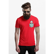  D&amp;B Férfi/Unisex Póló PO00024 Panda Pocket Piros-Méret 4XL férfi póló