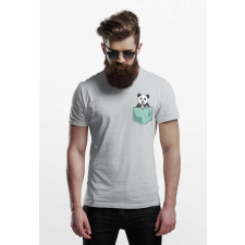 D&B Férfi/Unisex Póló PO00024 Panda Pocket Szürke-Méret S férfi póló