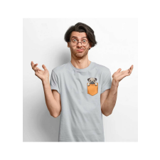 D&B Férfi/Unisex Póló PO00028 Pug Pocket Szürke-Méret S férfi póló