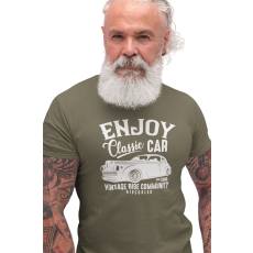  D&B Férfi/Unisex Póló ST00044 Classic Car Katonai zöld -Méret 3XL