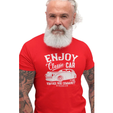  D&amp;B Férfi/Unisex Póló ST00044 Classic Car Piros-Méret M férfi póló