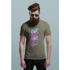  D&B Férfi/Unisex Póló ST00089 Our Time Katonai zöld -Méret XL