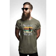  D&B Férfi/Unisex Póló ST00119 No Music No Life Katonai zöld-Méret L
