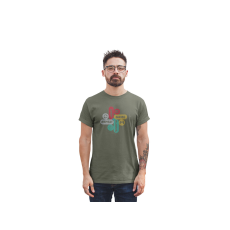  D&B Férfi/Unisex Póló ST00198 Gamer Katonai zöld-Méret M
