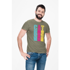 D&B Férfi/Unisex Póló ST00206 Cat Katonai zöld-Méret 3XL férfi póló