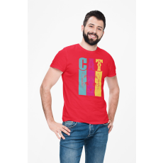  D&B Férfi/Unisex Póló ST00206 Cat Piros-Méret XL