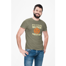  D&B Férfi/Unisex Póló ST00263 Halloween Katonai zöld-Méret L