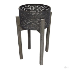 D&amp;D Kaspó fa lábakkal fém 31x49cm fekete dekorációs kellék