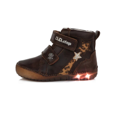 D.D. Step barna csillagos bokacsizma - LED - A050-288B - 30 gyerek csizma, bakancs