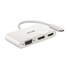 D-Link DUB-V310 USB-C -&gt; HDMI, VGA, DisplayPort adapter fehér kábel és adapter