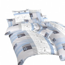 Dadka  satén Flér šedomodrá 140 × 200, 70 × 90 cm (01501-FLERSEDOFLA) lakástextília