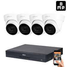Dahua 4 dome kamerás 8MP 4K kamera rendszer szett 30 méter éjjellátással megfigyelő kamera
