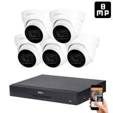 Dahua 5 dome kamerás 8MP 4K kamera rendszer szett 30 méter éjjellátással megfigyelő kamera