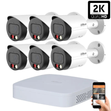 Dahua 6 kültéri kamerás IP kamerarendszer 4MP színes éjjellátással (DAHUA-IP-4MP-06) megfigyelő kamera