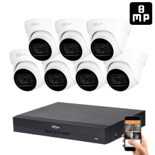 Dahua 7 dome kamerás 8MP 4K kamera rendszer szett 30 méter éjjellátással megfigyelő kamera