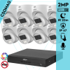  Dahua 8 dome kamerás analóg megfigyelőrendszer 2MP HD dóm biztonsági kamera, 3,6 mm fix objektív, hibrid fény, beépített mikrofon