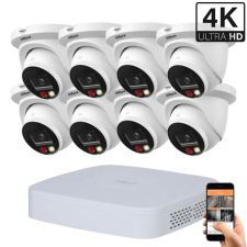 Dahua 8 dome kültéri kamerás IP kamerarendszer 8MP színes éjjellátással megfigyelő kamera