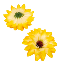  Dália virágfej szatén sárga D12cm 72db/# dekorációs kellék
