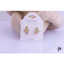  Dalla antiallergén pink JingJing kristályköves levél fülbevaló-14K fülbevaló