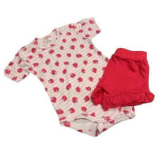 Dalma 2 részes nyári szett - Fehér/Rózsaszín Epres 80 babaruha szett