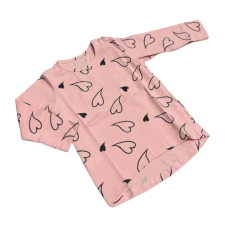 Dalma Hosszóujjú Pamut Póló - Rózsaszín Szürke Szíves 98 gyerek póló