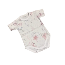 Dalma Rövid ujjú body - Fehér Pasztell Rózsaszín Virágos Pillangós - 74 kombidressz, body
