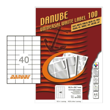 DANUBE 52,5*29,7 mm Danube A4 íves etikett címke, fehér színű (100 ív/doboz) etikett