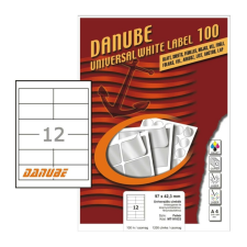 DANUBE 97*42,3 mm Danube A4 íves etikett címke, fehér színű (100 ív/doboz) etikett
