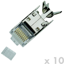 Datacom Plug STP CAT7 (6A) 8p8c - RJ45 huzal, 10db kábel és adapter