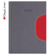 DAYLINER Határidőnapló Memphis B5 heti, fehér lapokkal szürke-piros Dayliner 2025. határidőnapló