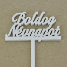 DC Beszúrós fa felirat "Boldog Névnapot" 8,5cm x 29cm fehér dekorációs kellék
