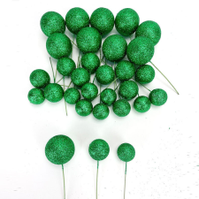 DC Csillámos gömb pick 2-3-4cm - zöld karácsonyi dekoráció