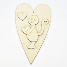 DC Fa tábla - Cicafiú + szív 25cm x 14cm dekorációs kellék