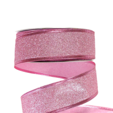 DC Glitteres szalag drót szegéllyel 4cm rózsaszín szalag, zsinór