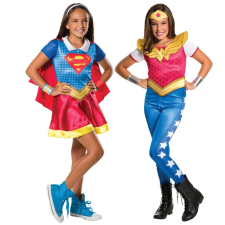 DC Két darab Wonder Woman és Supergirl jelmez lányoknak 7-8 éves korig 128 cm jelmez