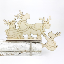 DC Natúr fa mókás rénszarvasok 18cm x 25cm karácsonyi dekoráció