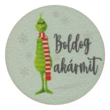 DC Nyomtatott fa tábla - Grincs "Boldog akármit" 5cm dekorációs kellék