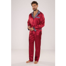De Lafense Adam férfi szaténpizsama, borvörös XXL férfi pizsama
