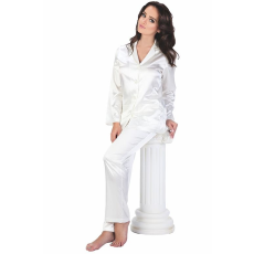 De Lafense Classic női fehér szatén pizsama, hosszú XXL