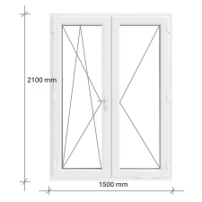 Decco 150x210 Kétszárnyas Erkélyajtó Középen felnyíló + Bukó – Nyíló kivitelben nyílászáró