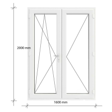 Decco 160x200 Kétszárnyas Erkélyajtó Középen felnyíló + Bukó – Nyíló kivitelben nyílászáró