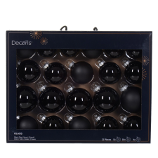 decoris gömbdíszkészlet üveg fekete 21 db karácsonyfadísz