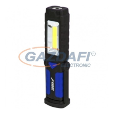 DEDRA Zseblámpa 3W COB LED+1W LED talppal 2xAA elemekkel világítás