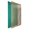  DehalQ akusztikus 60x90 cm mintázat-1  falpanel türkiz filc alappal  óarany színű előlappal