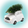 Dekorációs termékek Home KDCA 15 LED-es kerámia figura, fehér autó fenyővel, 11 db LED