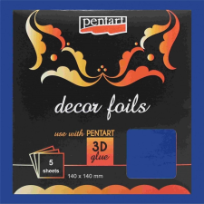  Dekorfólia lapok metál KÉK 14cm x 14cm 5db/cs. dekorációs kellék